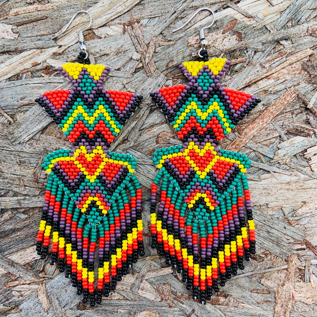 Adelita Huichol Beaded Earrings Handmade E-230 21$